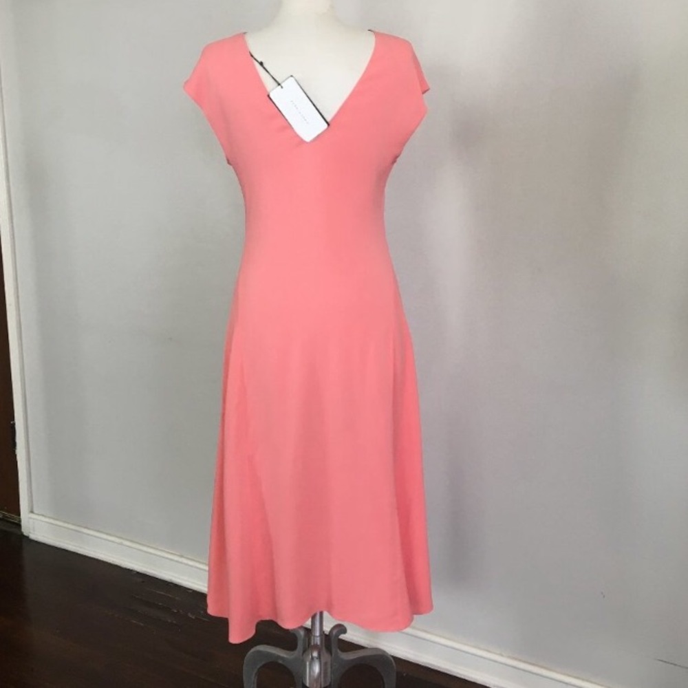Zara Cap Sleeves Coral Midi Dress - Picture 3 of 9